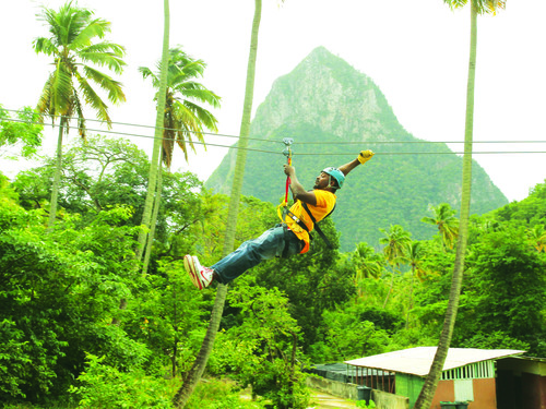 St. Lucia Catamaran Cruise and Zip Line Adventure Excursion